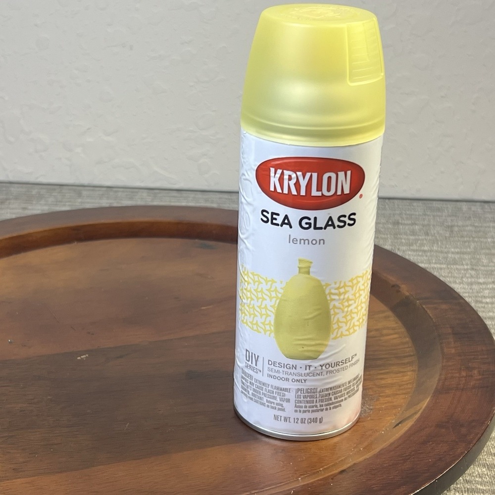 Krylon Sea Glass Spray Paint Lemon 12oz Semi-Translucent Frosted Finish 9054